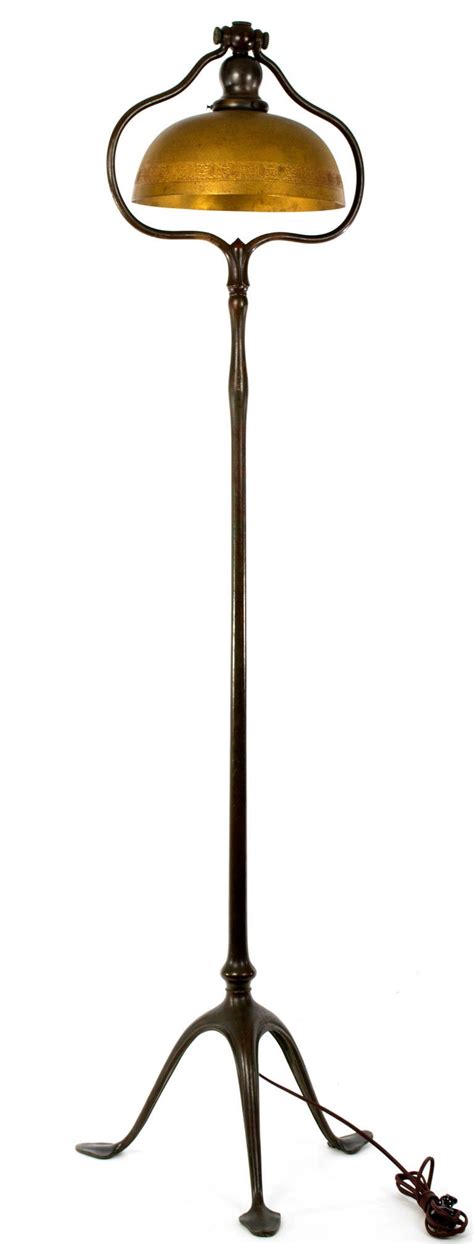 An art nouveau spelter and jewel glass figural lamp early 20th century signed on base: Bronze Art Nouveau Tiffany Floor Lamp with Original Shade ...