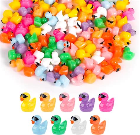 100pcs mini resin ducks with sunglasses cute miniature duck figures tiny ducks for crafts