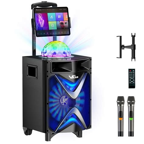 Vegue Karaoke Machine For Adults With 2 Uhf Wireless Microphones Disco Ball