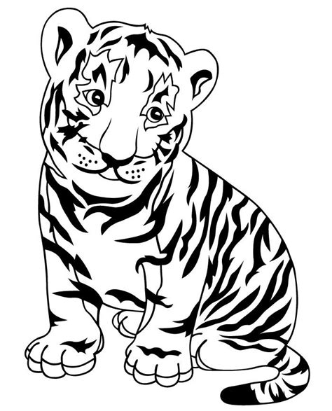 Simple coloring pages draw a tiger a cute cartoon drawing of tiger. 60+ Tiger Shape Templates, Crafts & Colouring Pages | Free ...