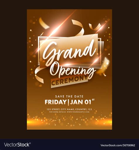 Grand Opening Ceremony Invitation Or Flyer Design Vector Image