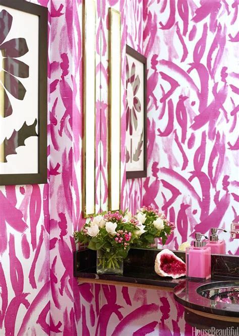 Flirty Pink Bold Powder Room Ideas Pink Powder Room Powder Rooms