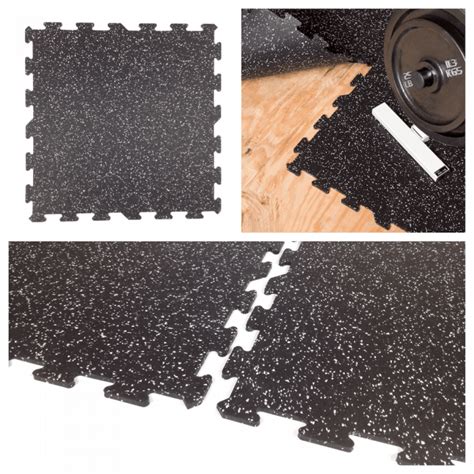 Interlocking Rubber Floor Tiles 23″x23″ 8mm ~ 516″ Gym Flooring