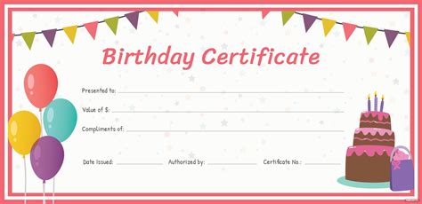 Printable fill in gift certificates. Free Birthday Gift Certificate Template in Adobe ...