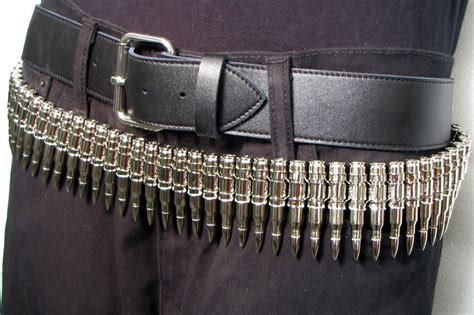 m16 223 bullet belt full silver w silver link