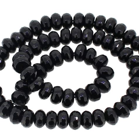 Faceted Black Onyx Rondelle Beads 85x5mm 20 Beads