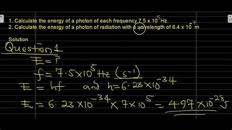 Calculate The Energy Of A Photon Of Each Frequency Youtube