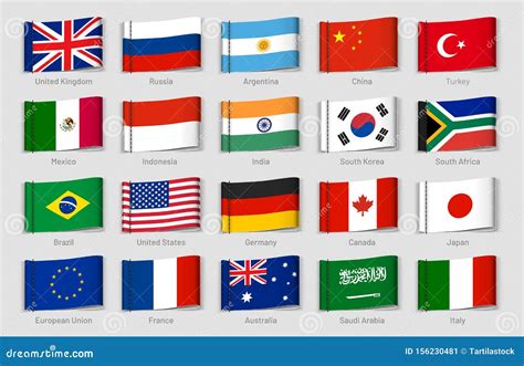Las Etiquetas De La Trama De Las Banderas Nacionales Sistema Oficial