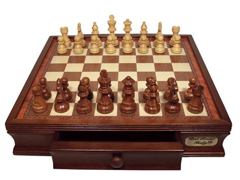 Chess players refer to them as the board is set up such that each partner on the far right has a white square; Chess Set - Weighted wooden pieces on Timber inlaid board with drawer - Chess-Chess Sets : The ...