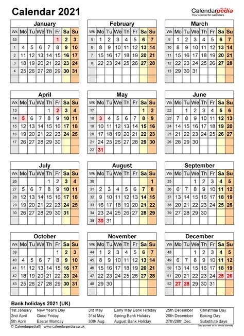 Calendar 2021 Uk Free Printable Microsoft Word Templates