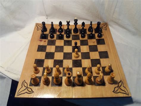 Vintage 1980s Handmade Wooden Chess Set Large Size Etsy