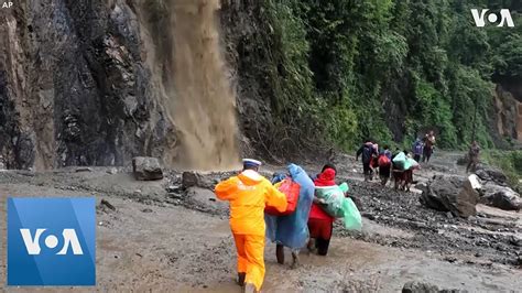 Landslides Flooding Block Major Highway In Nepal Youtube