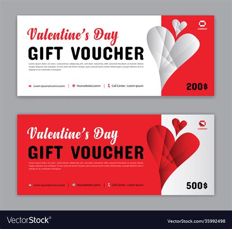 Valentine S Day T Voucher Happy Valentine Day T Voucher Coupon Banner Vector Image