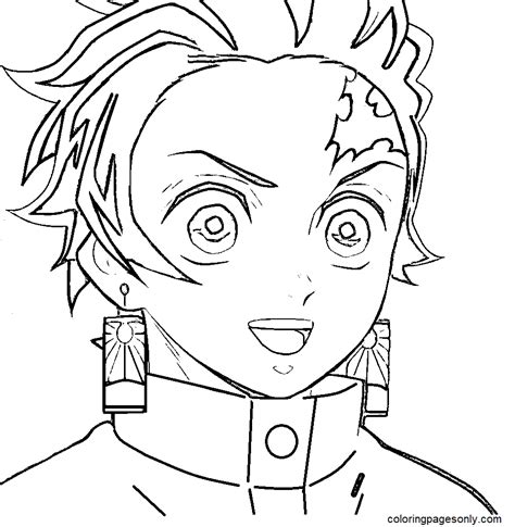 Tanjiro Smiling Coloring Page Free Printable Coloring Pages The Best