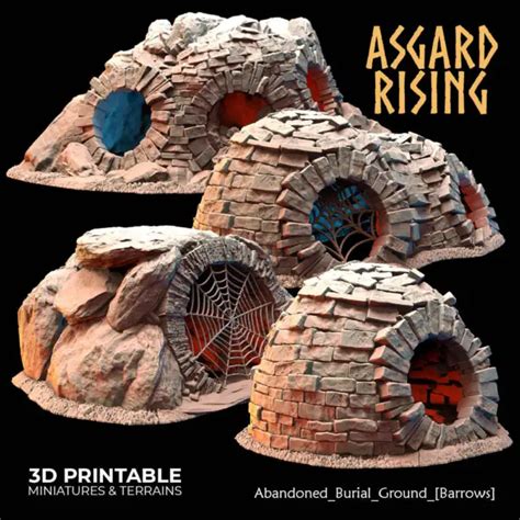 3d Printed Asgard Rising Abandoned Burial Ground Burrows 28 32 Mm