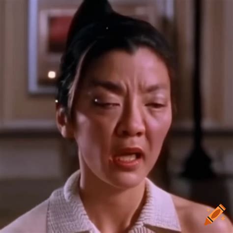 Michelle Yeoh In A Fighter Role With Bruised Face And Stunned Expression On Craiyon