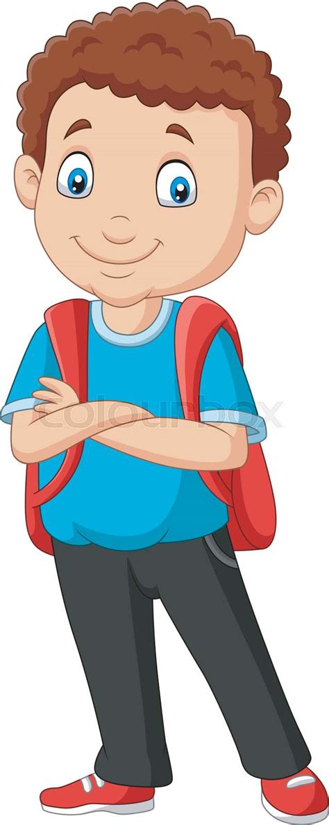 Cartoon School Boy With A Backpack Stock Vector Colourbox