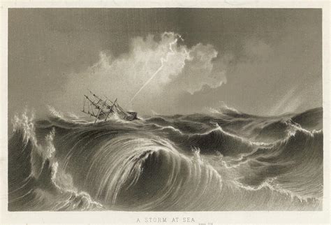 Sailing Ship In Stormy Seas Struck Drawing By Mary Evans Picture