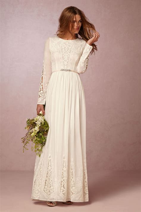 Long Sleeve Wedding Dress Bridal Gown Hippie Style