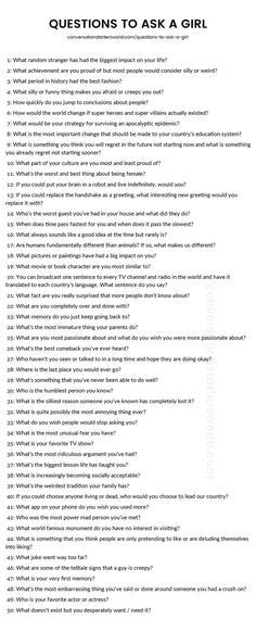 A List Of Great Questions To Ask A Girl Plus Tips For Asking Each