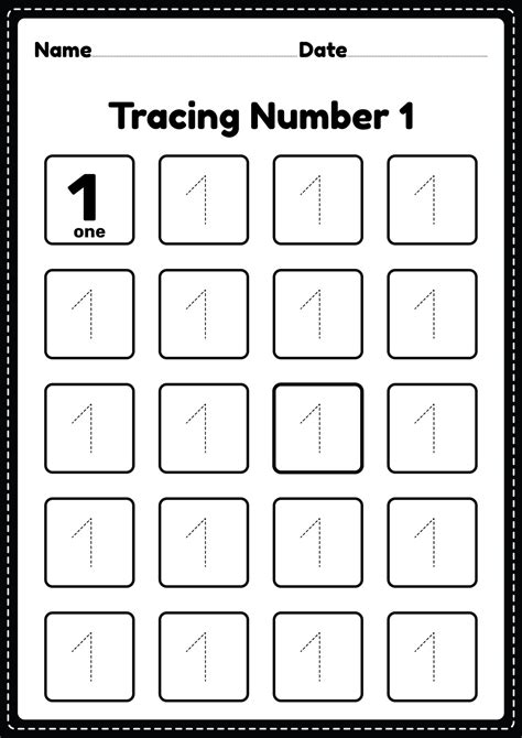 Number 1 Tracing Worksheets For Kids Payhip