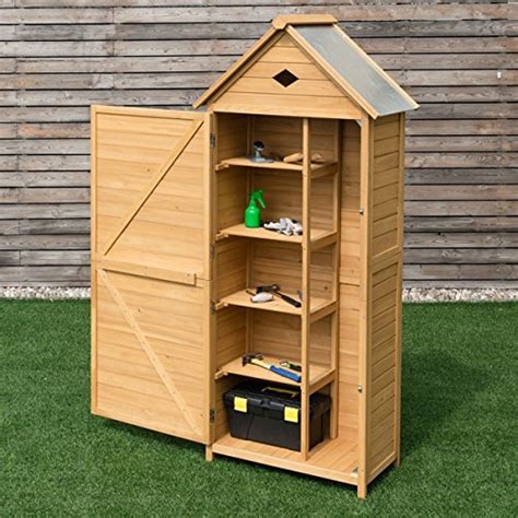 Caraya Single Door Outdoor Storage Cabinet Unit Fir Wooden Garden Yard