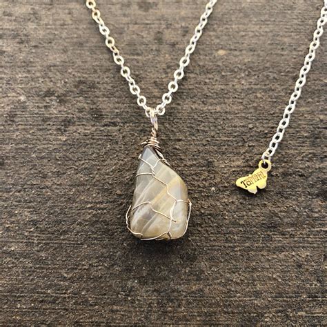 Wire Wrapped Grey Moonstone Necklace