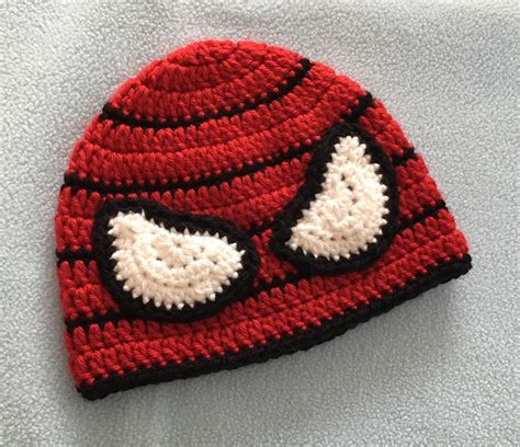 Spiderman Crochet Hat Beanie Spider Man Red And Black Hat Etsy