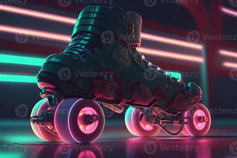 Generative Ai Roller Skate In Cyberpunk Style Disco Nostalgic 80s