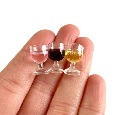 Miniature Kitchen Wine Glasses 1 12 Red White And Rose Resin Etsy