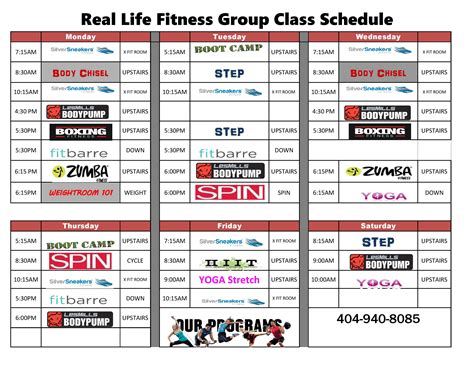 Plan your week ahead with exciting fitness classes. Real Life Fitness | Group Fitness Class Schedule and ...