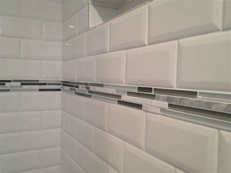 Glass Accent Tile With Marble Upstairs Bathrooms Grey Bathrooms Bathroom Renos Trendy