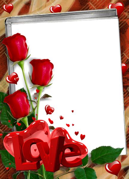 Red Transparent Frame With Roses And Love Rose Frame Photo Frame