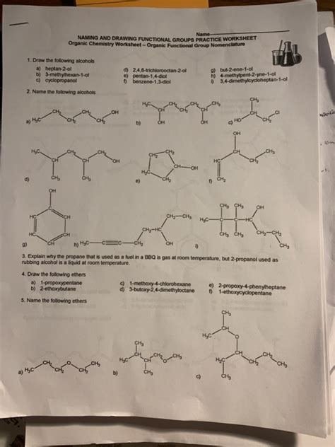 Naming And Drawing Functional Groups Practice Worksheet Answers Pdf