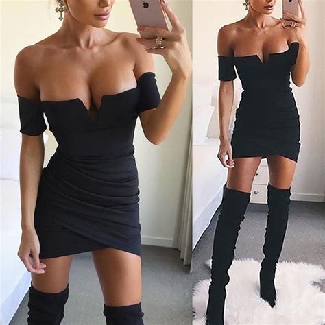 Sexy Off Shoulder Back Zipper Bodycon Dress Formal Evening Dresses