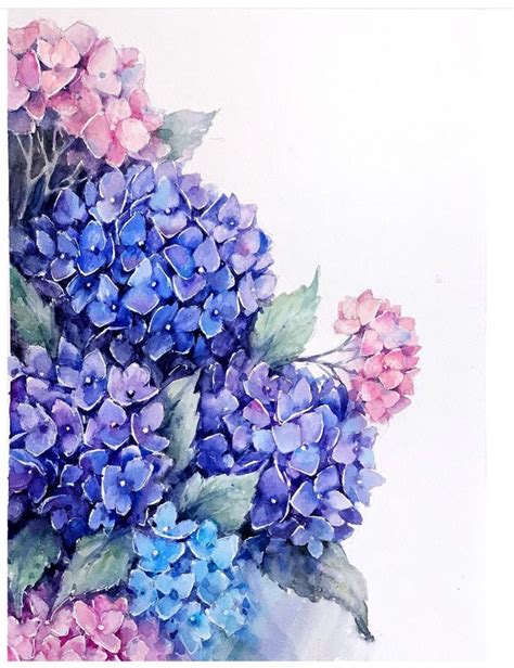 A Painting Of Purple And Blue Flowers In A Vase