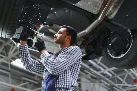 Indian Happy Auto Mechanic In Blue Suit Stock Photo Image Of Adult