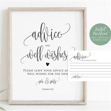 Advice And Wishes Sign And Card Well Wishes Personalize Etsy