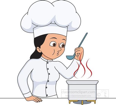 Culinary Clipart Female Chef Cooking And Tasting Food Clipart