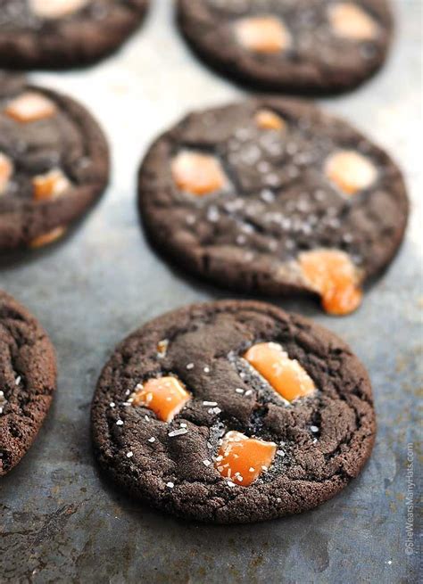 Dark Chocolate Salted Caramel Cookies Recipe She Wears