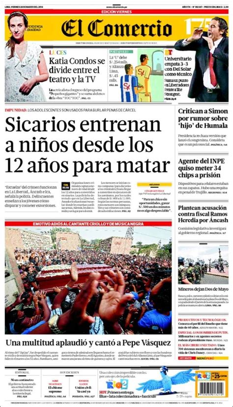 Periódico El Comercio Perú Periódicos De Perú Edición De Viernes