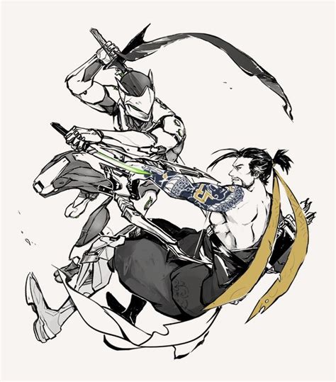 Genji Vs Hanzo By Hirudoicepop Overwatch Drawings Overwatch Hanzo