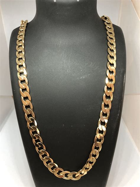 18k Mens Luxury Gold Filled Solid Curb Cuban Necklace Chain 24 10mm