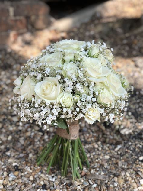 Ivory Rose Gypsophilia Bridal Bouquet Flower Centerpieces Wedding