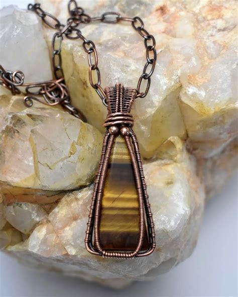 Tigers Eye Copper Wrapped Necklace Twisted By Dani