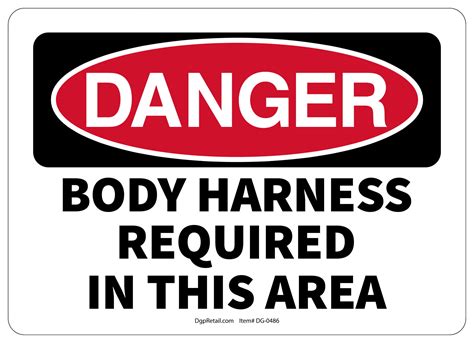 Osha Danger Safety Sign Body Harness Required In This Area Walmart Com
