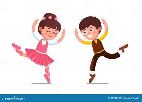 Ballet Dancer Kids Boy And Ballerina Girl Dancing Stock Vector
