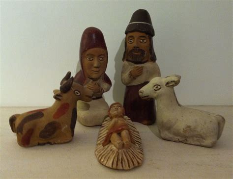 Peruvian Nativity Clay Figures Mary And Joseph Are Whistles Nen Gallery