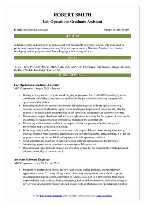 Are you a school leaver, college student or graduate seeking inspiration to impress those employers? Graduate Assistant Resume Samples | QwikResume