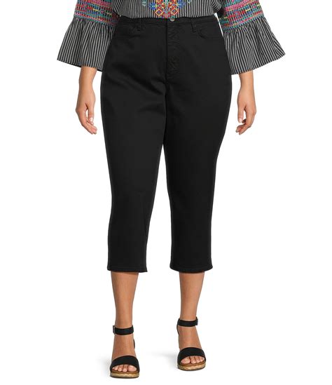 Nydj Joni Plus Size High Rise Straight Leg Relaxed Fit Cropped Stretch
